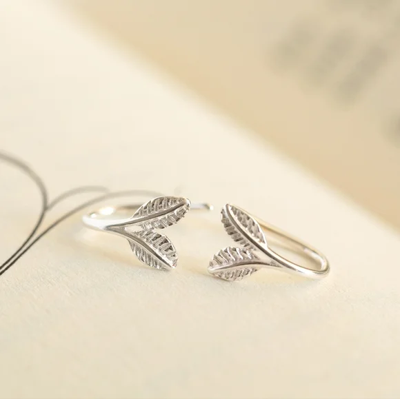 Frosted Leaf Earrings - Only 1 left! - Picture 3 of 11